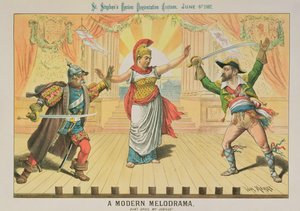 Um melodrama moderno, não estrague meu jubileu, de &39;St. Apresentação de Revisão de Stephen Cartoon, 4 de junho de 1887